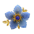 Blue Agate Floral Brooch 
