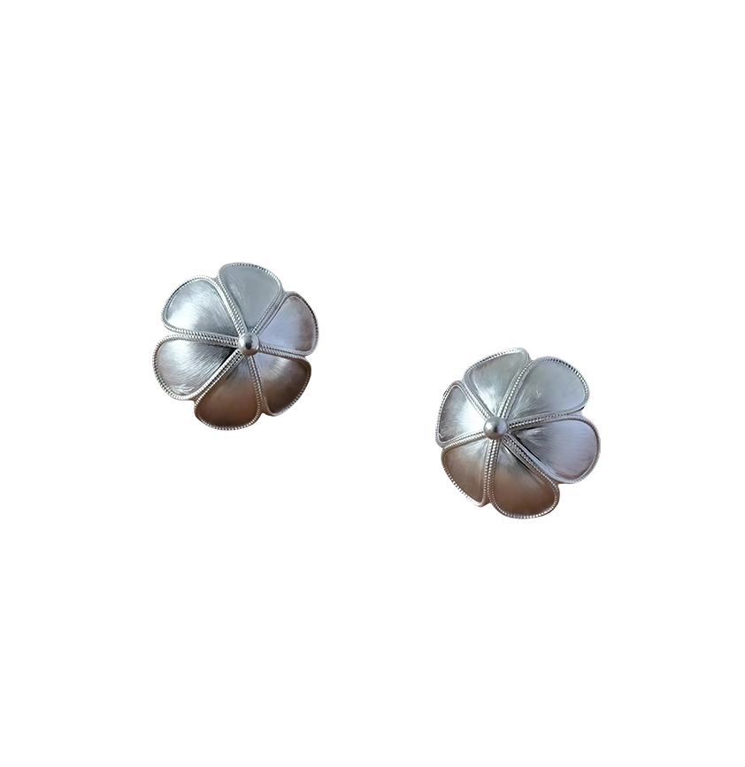 Vintage Handcrafted Brushed Flower Earrings