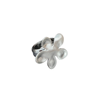 Minimalist Silver Brushed Flower Ring