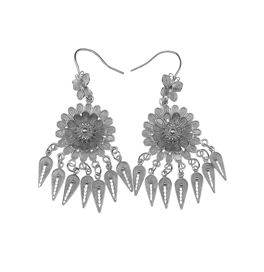 Handcrafted Sunflower Silver Earrings