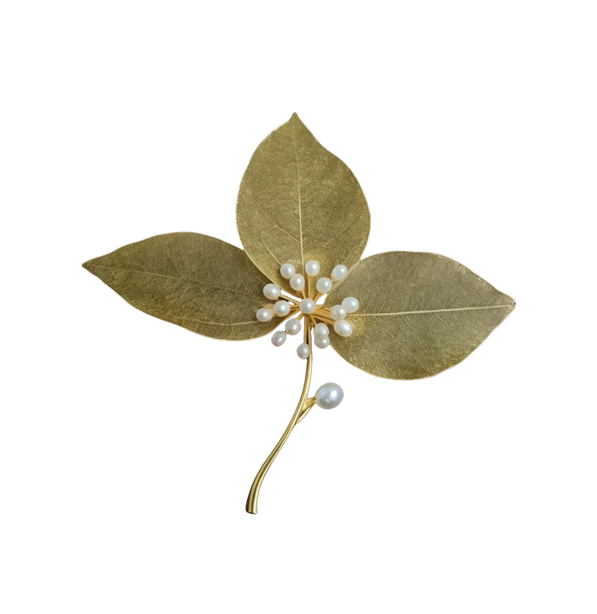 Leaf Pearl Brooch