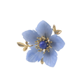 Blue Agate Floral Brooch