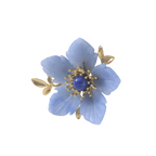Blue Agate Floral Brooch