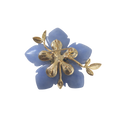 Blue Agate Floral Brooch 