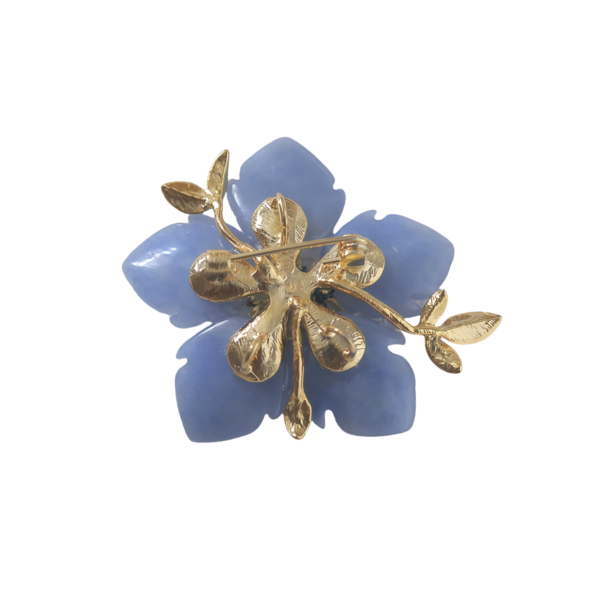 Blue Agate Floral Brooch 