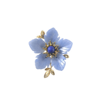 Blue Agate Floral Brooch