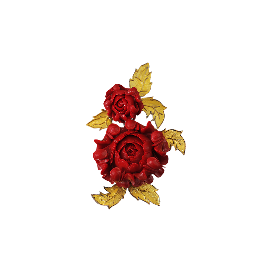 Vermilion Blossom Brooch
