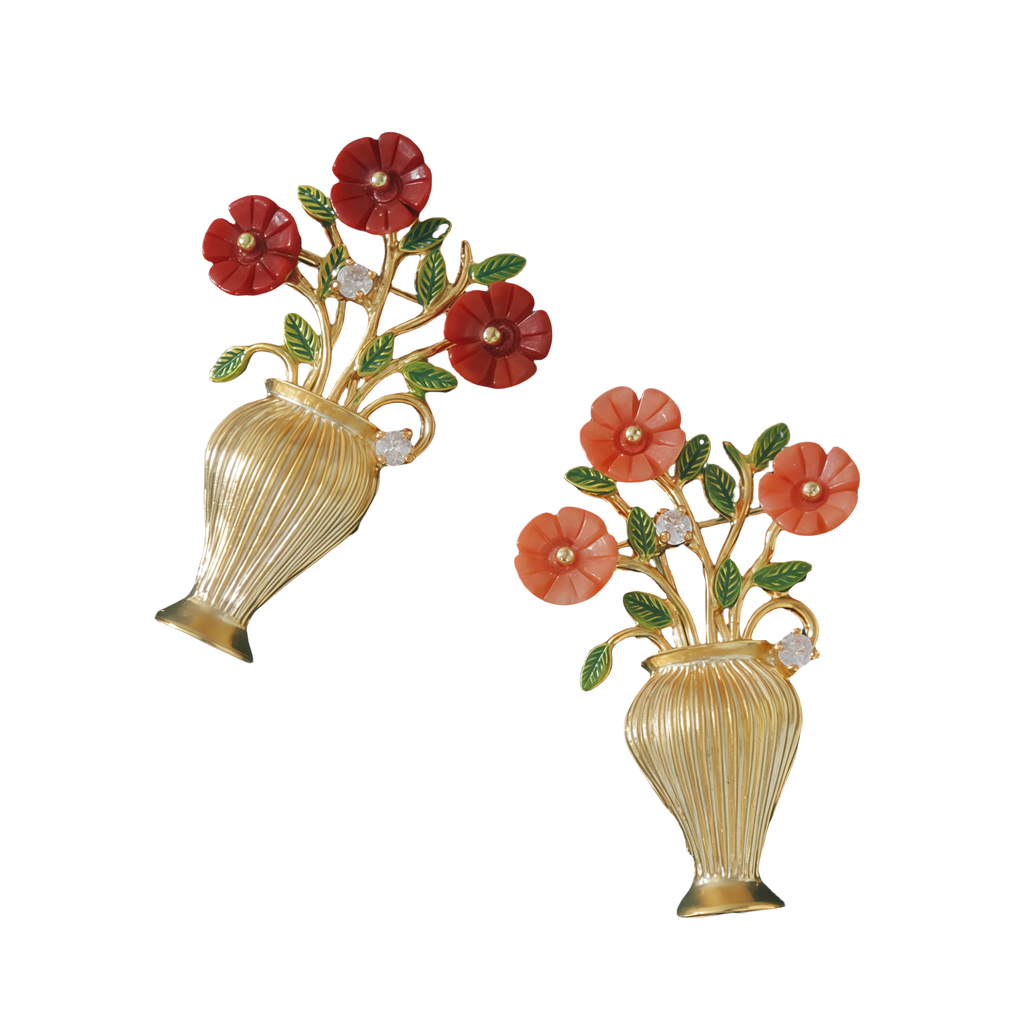 Sea Bamboo Coral Vase Brooch