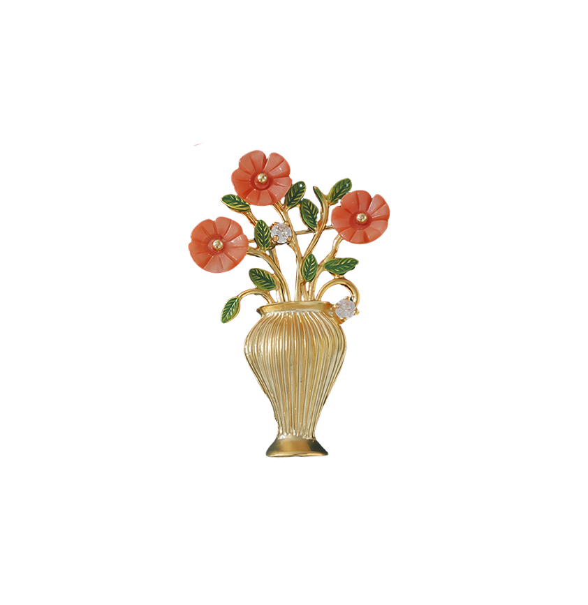 Sea Bamboo Coral Vase Brooch