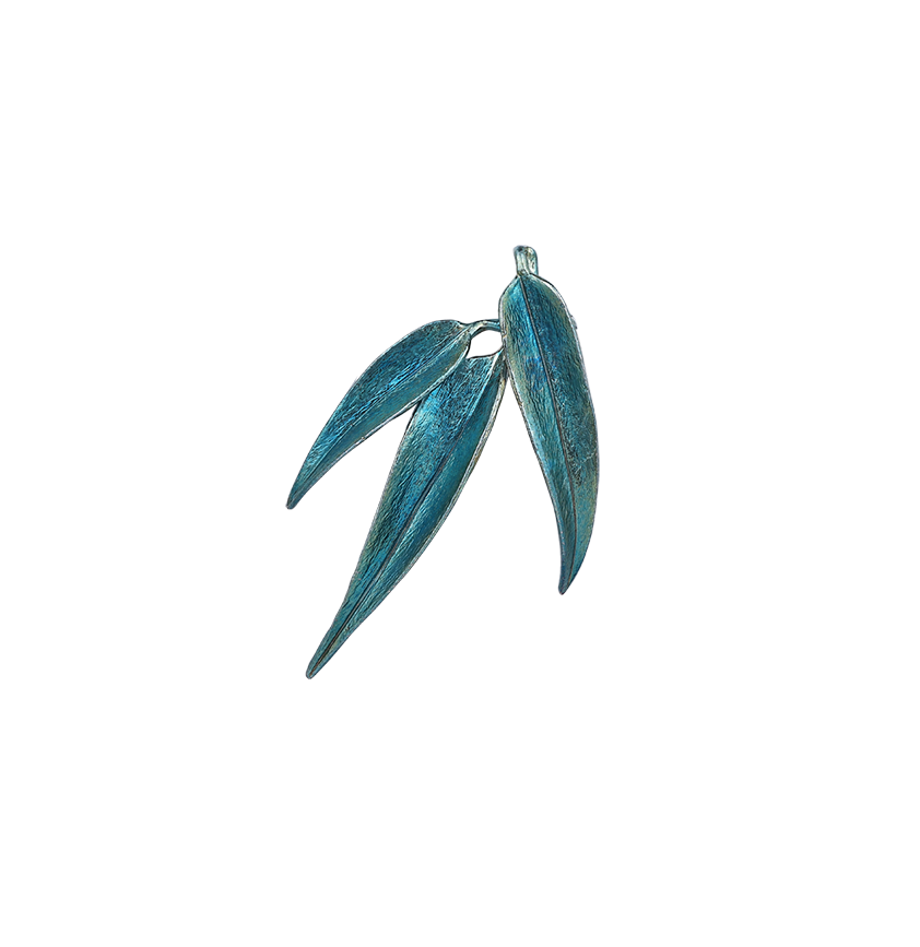 Silver Bamboo Shadow Blue Brooch