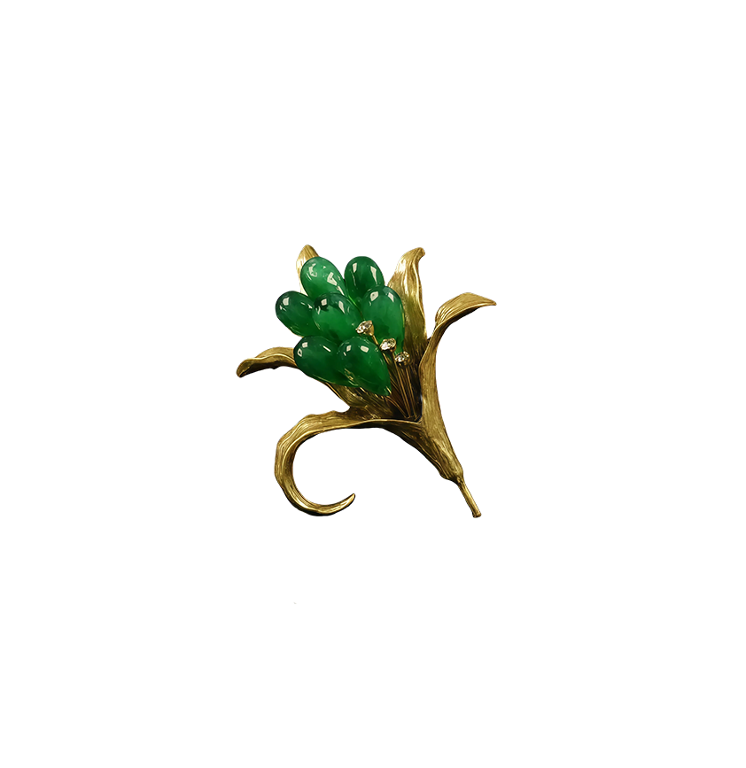 Retro Green Lily of the Valley Brooch