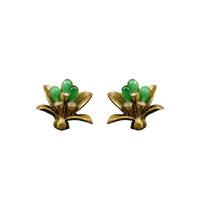 Retro Green Lily of the Valley Earrings