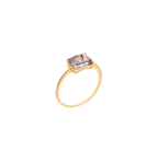 S925 Sterling Silver Natural Rectangular Rutilated Quartz Geometric Ring