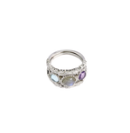 Vintage Silver Gold-Plated Labradorite Amethyst Topaz Ring