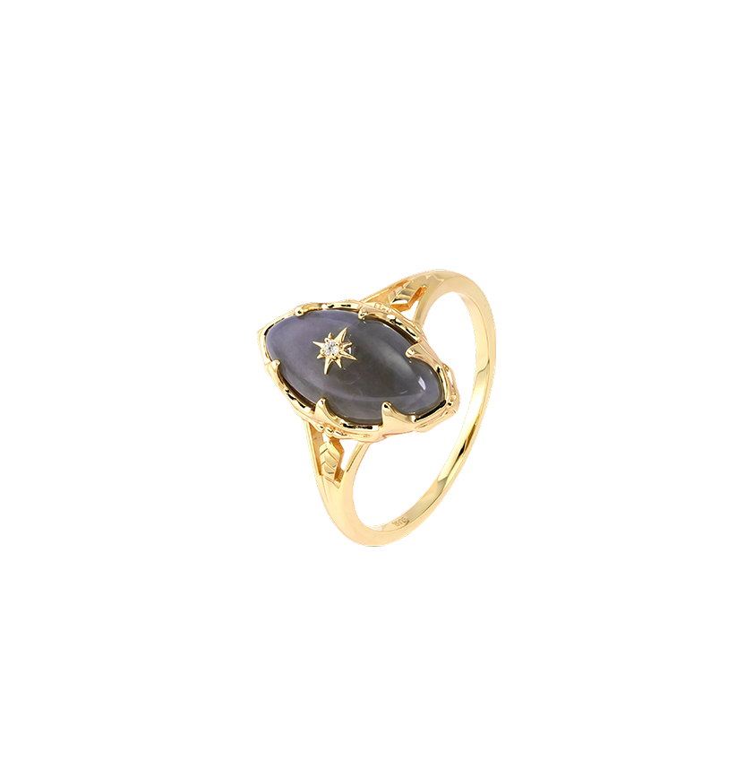 Vintage Marquette Labradorite Gold-Plated Silver Ring