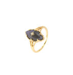 Vintage Marquette Labradorite 14K Gold-Plated Sterling Silver Ring