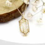 Gold Rutilated Zircon Inlaid Sterling Silver Pendant