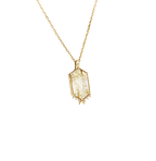 Gold Rutilated Zircon Inlaid Sterling Silver Pendant