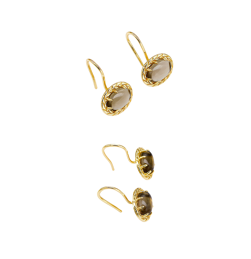 Sterling Silver Natural Smoky Quartz Stackable Earrings