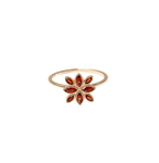 Vintage Floral Geometric Garnet S925 Sterling Silver Ring