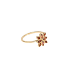 Vintage Floral Geometric Garnet S925 Sterling Silver Ring