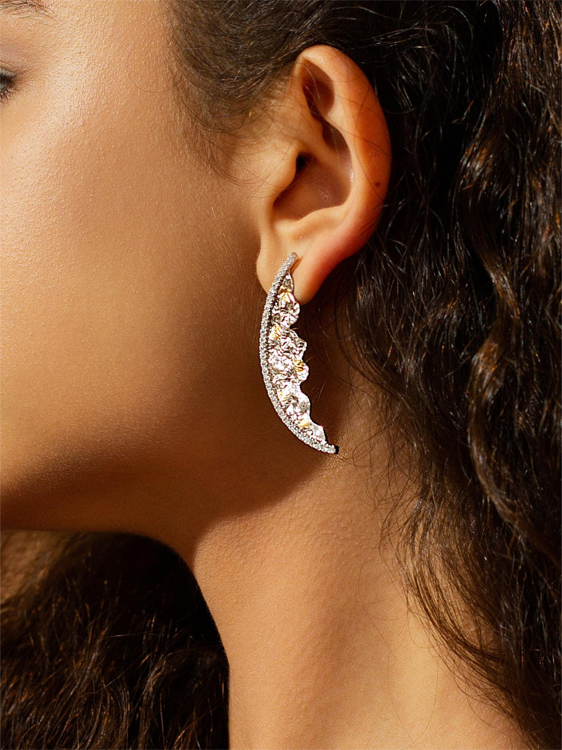 Silver and 24K Gold Zircon Earrings