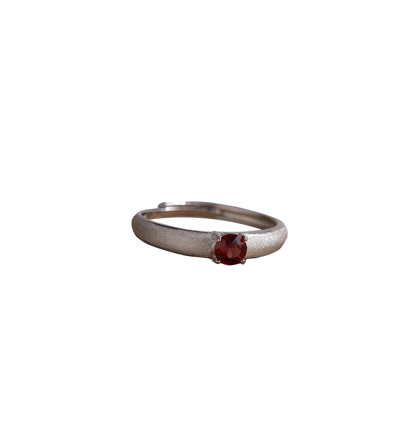 Brushed Matte Natural Colored Gemstone Ring 