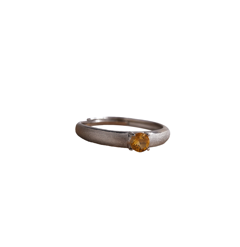 Brushed Matte Natural Colored Gemstone Ring 