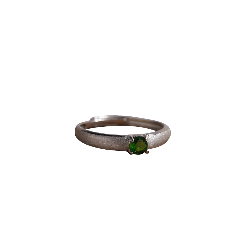 Brushed Matte Natural Colored Gemstone Ring 