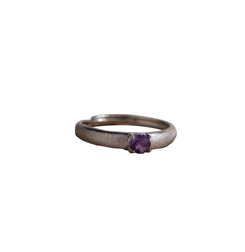 Brushed Matte Natural Colored Gemstone Ring