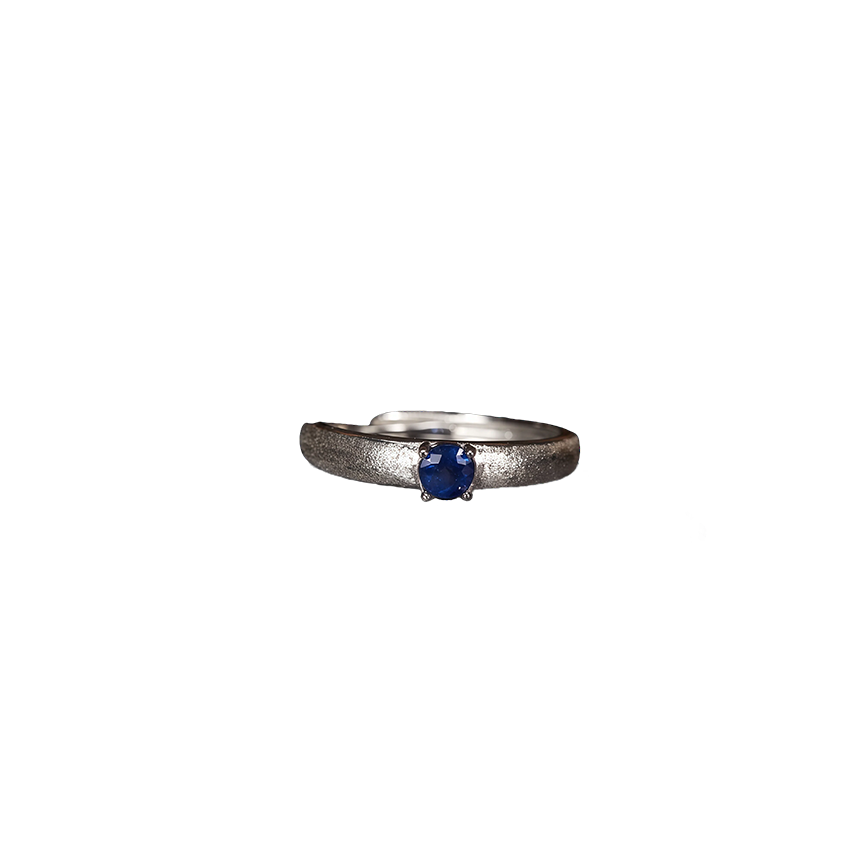 Brushed Matte Natural Colored Gemstone Ring 