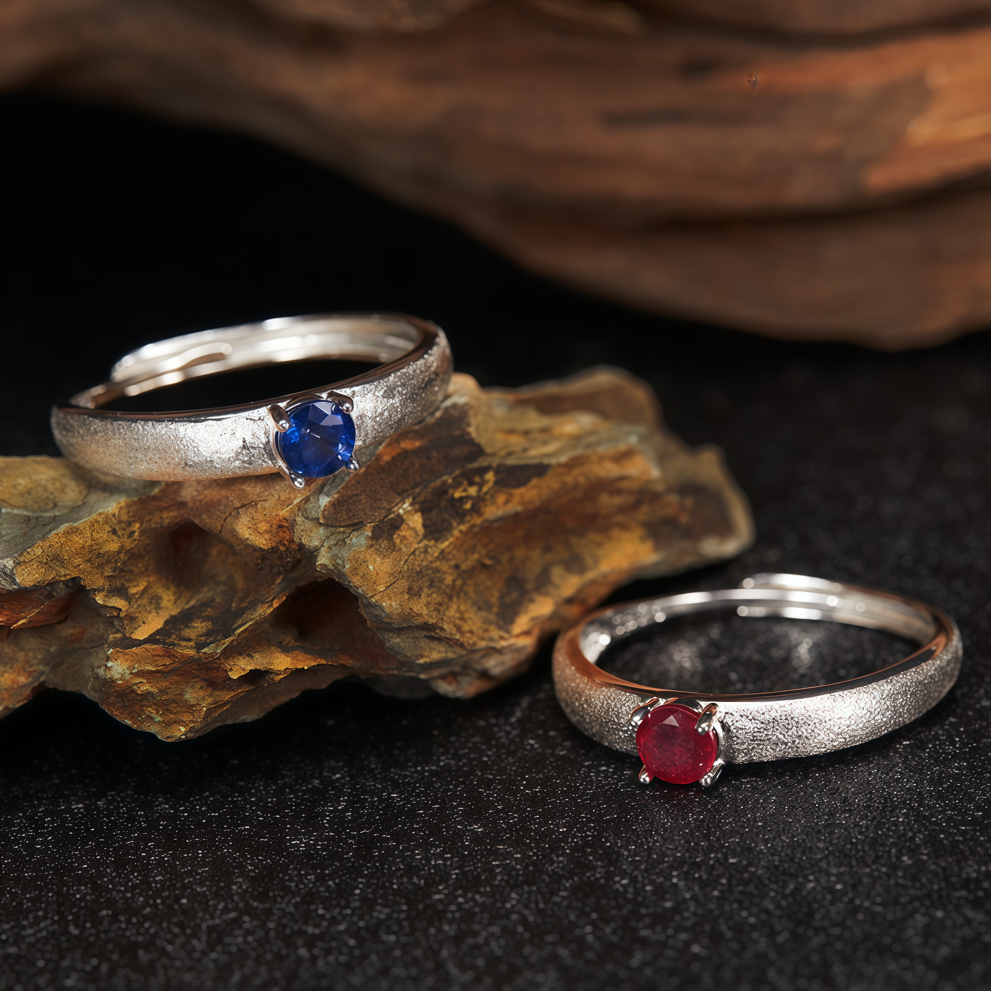 Brushed Matte Natural Colored Gemstone Ring (6 Colorways)