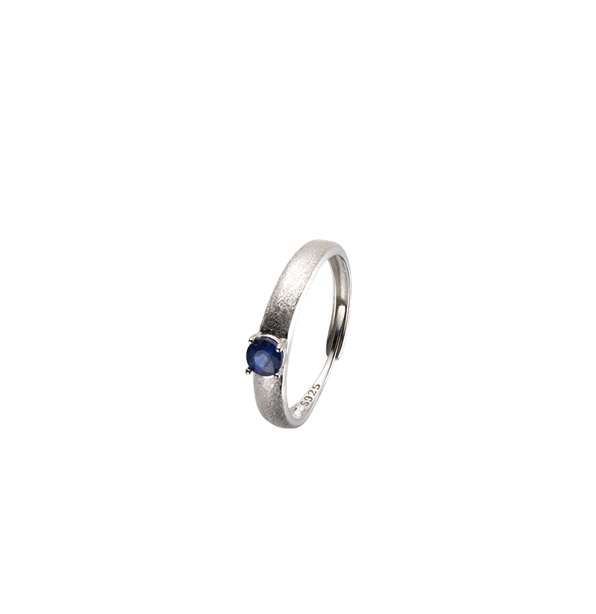 Brushed Matte Natural Colored Gemstone Ring