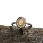Gold & Silver Tone Natural Opal Gemstone Ring