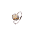 Gold & Silver Tone Natural Opal Gemstone Ring