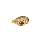 Artistic Leaf Natural Gemstone Open Ring