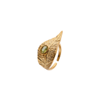 Artistic Leaf Natural Gemstone Adjustable Ring