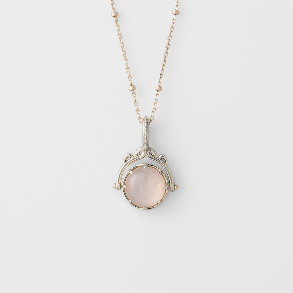Orange Moonlight &amp; White Shell Reversible Necklace