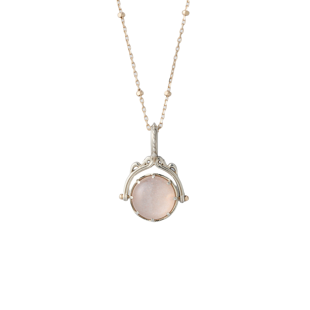 Orange Moonlight &amp; White Shell Reversible Necklace