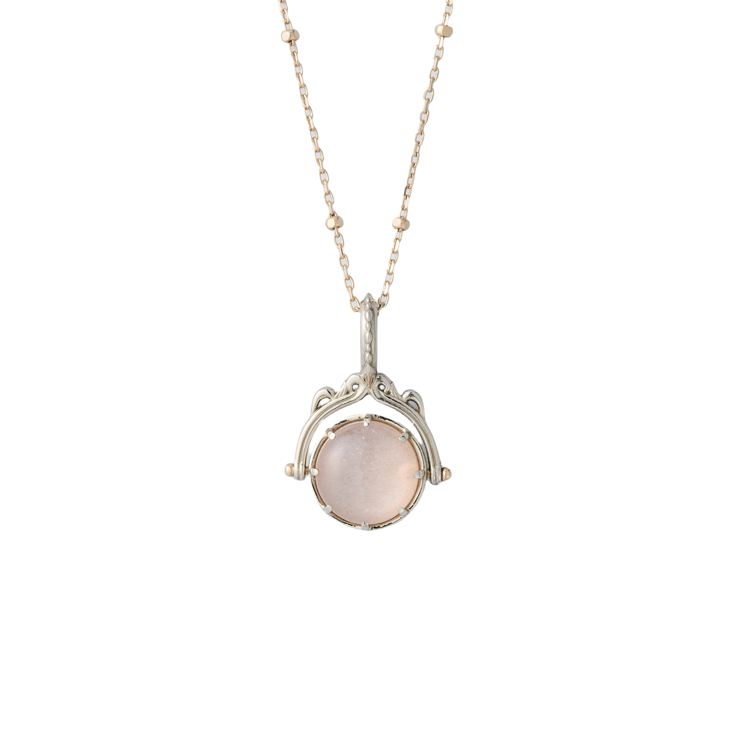 Orange Moonlight &amp; White Shell Reversible Necklace
