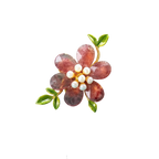 Pink Crystal Pearl Flower Brooch