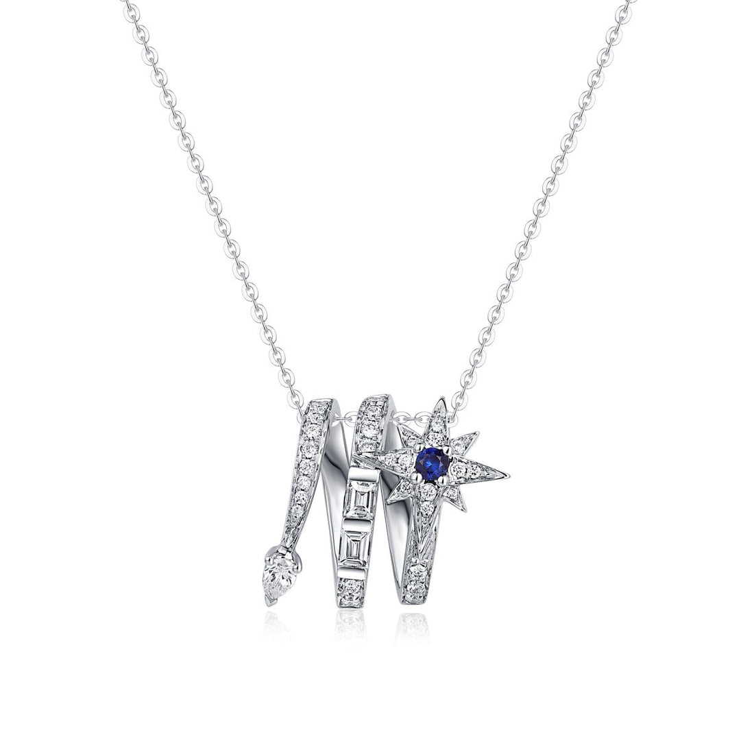 18K White Gold Diamond Sapphire Meteor Pendant - BYRDSTRÖM JEWELRY