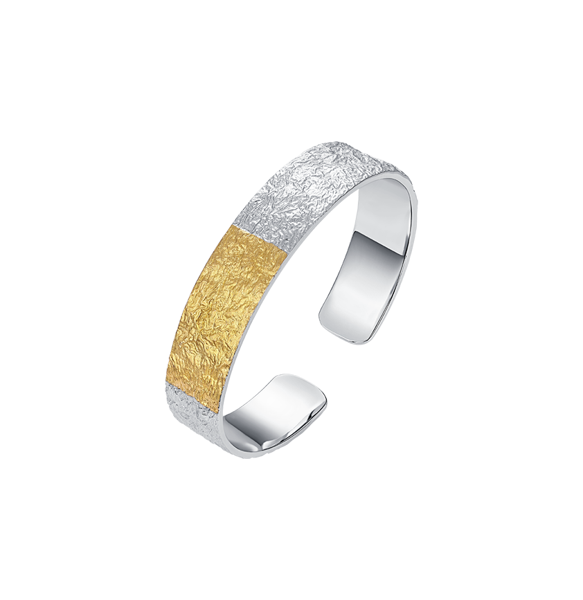 Silver Weave of Whispers Melted Gold Bracelet - BYRDSTRÖM JEWELRY
