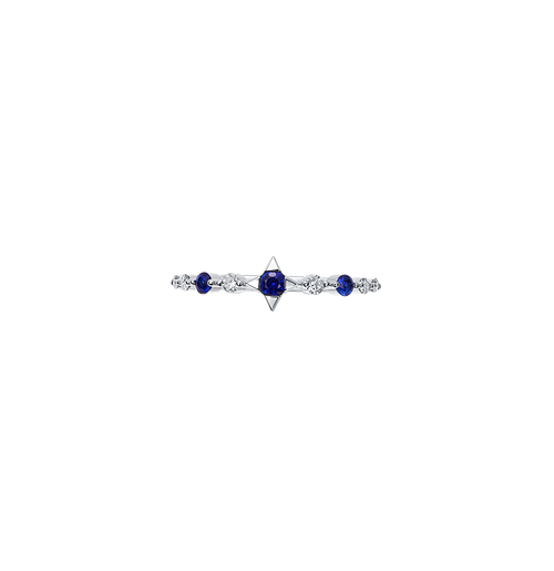 18K Gold Starry Platinum Diamond Sapphire Ring