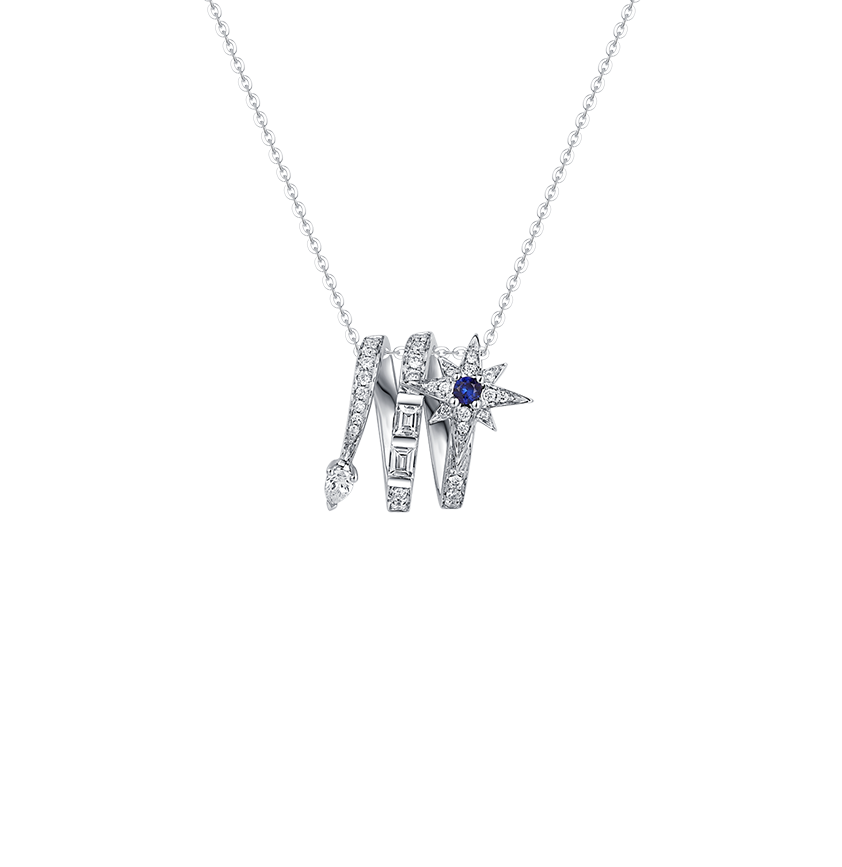 18K White Gold Diamond Sapphire Meteor Pendant - BYRDSTRÖM 