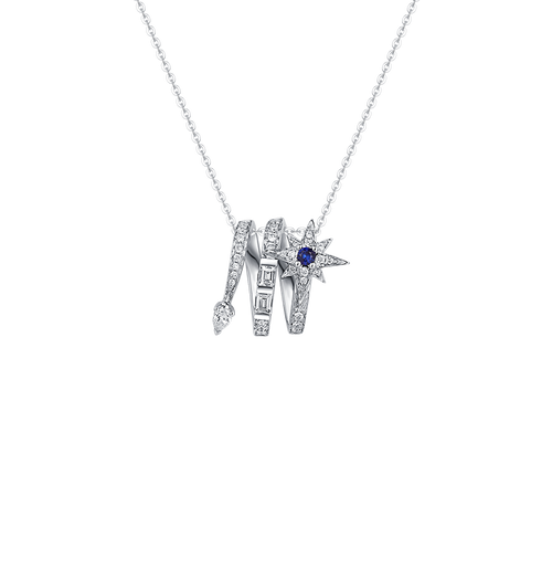 18K White Gold Diamond Sapphire Meteor Pendant - BYRDSTRÖM 