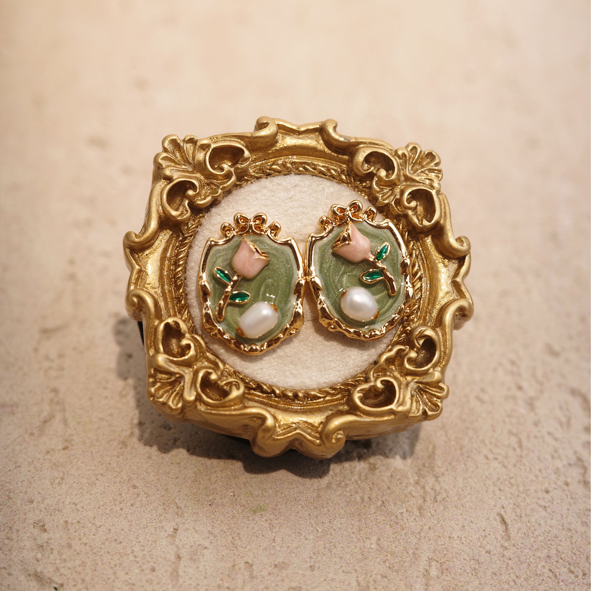 French Vintage Pearl Flower Earrings