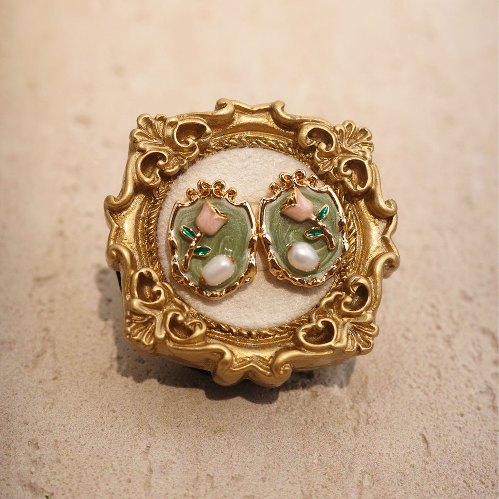 French Vintage Pearl Flower Earrings