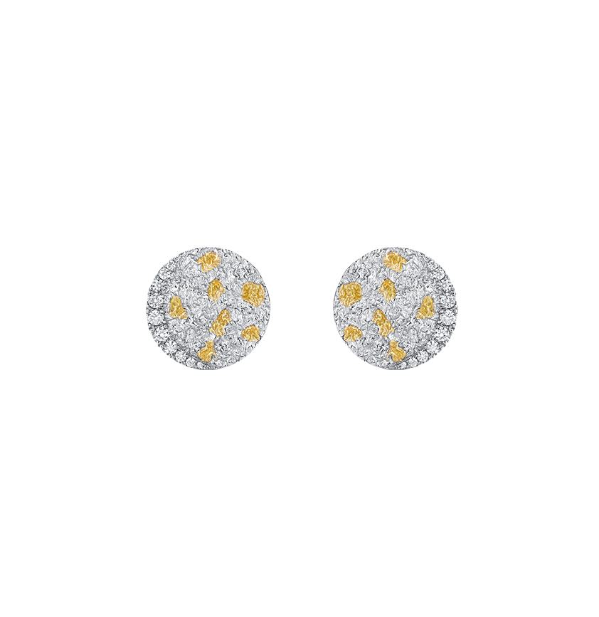 Silver and 24K Gold Zircon Moonlit Serenade Round Earrings - BYRDSTRÖM JEWELRY