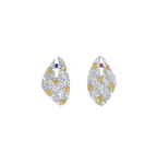 Silver and 24K Gold Crumpled Gold Sapphire Leaf Earrings - BYRDSTRÖM JEWELRY